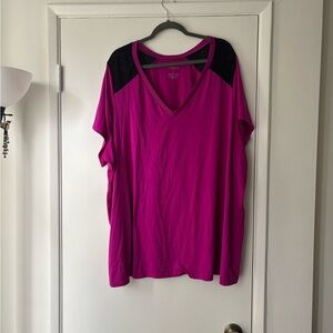Torrid Fuchsia and Black V-Neck Women's Workout Top